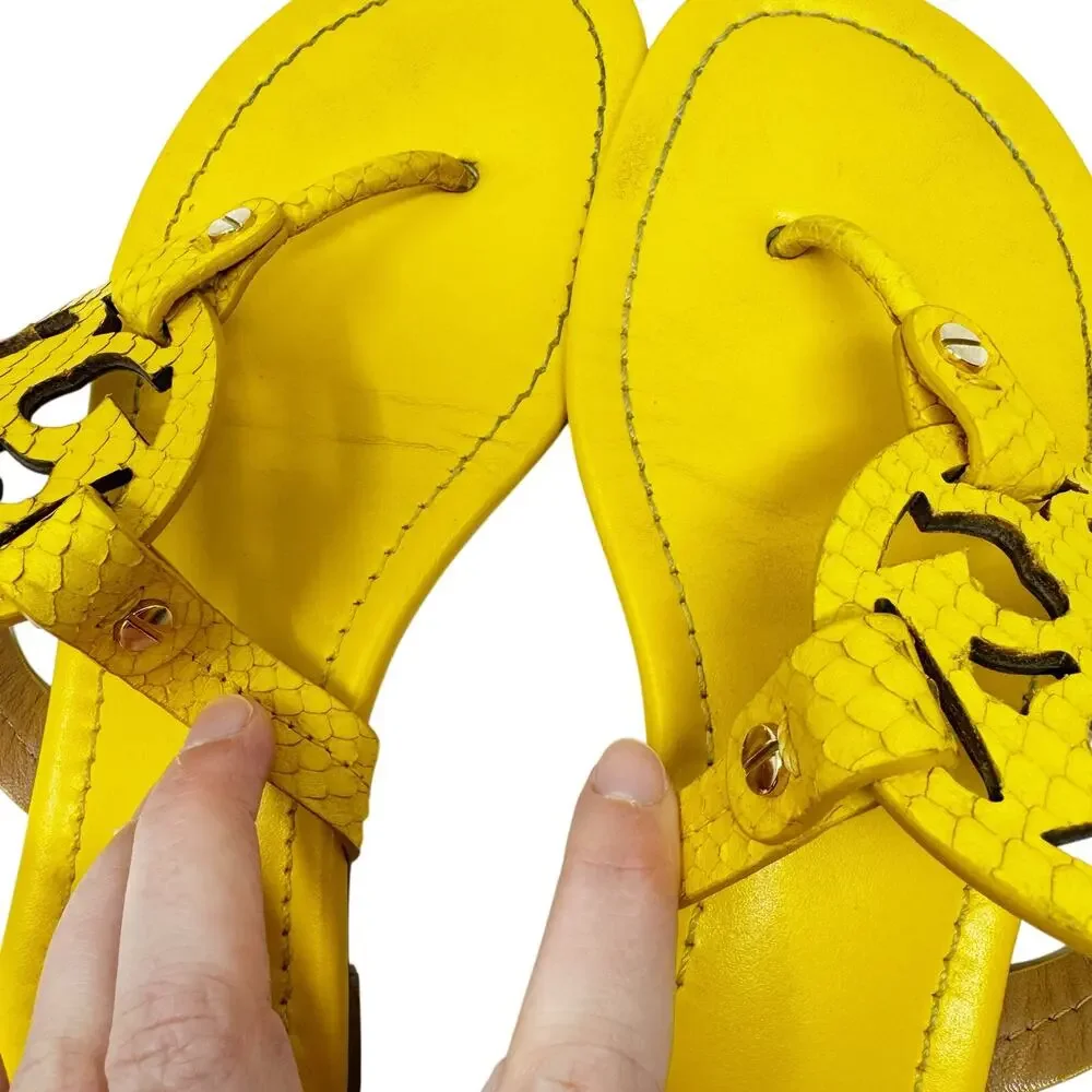 TORY BURCH Black Patent Leather Miller Classic Designer Logo Sandals Size 9